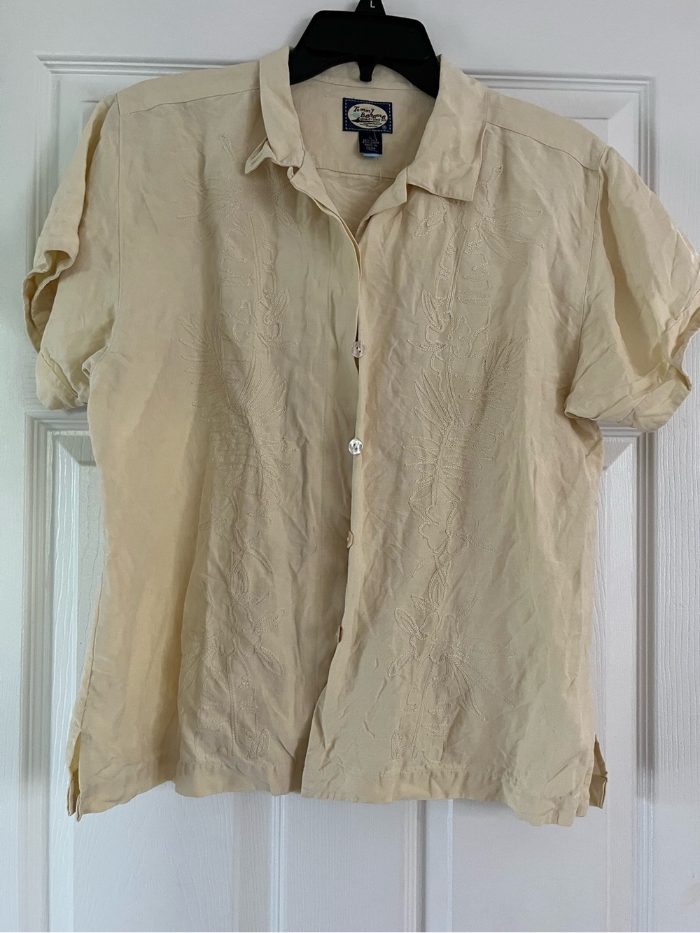 Tommy Bahama Cream Silk-Linen Button Shirt